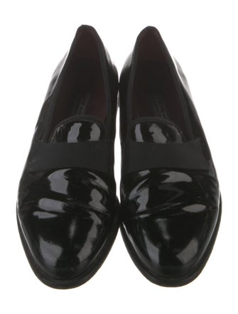 Salvatore Ferragamo Patent Leather Grosgrain Trim Dress Loafers