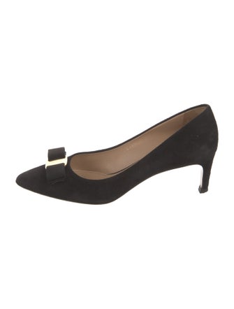 Salvatore Ferragamo Suede Bow Accents Pumps