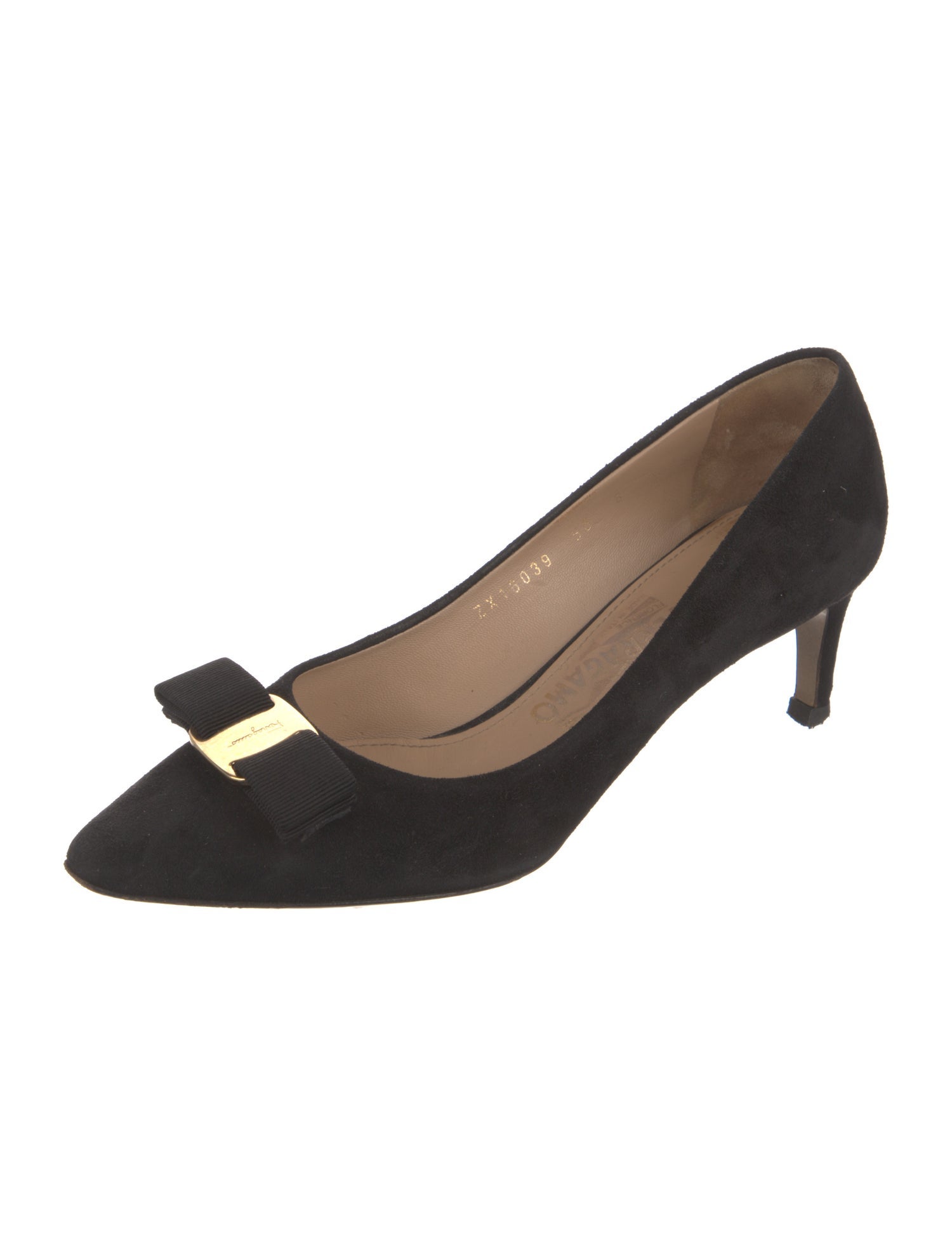 Salvatore Ferragamo Suede Bow Accents Pumps