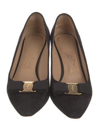 Salvatore Ferragamo Suede Bow Accents Pumps