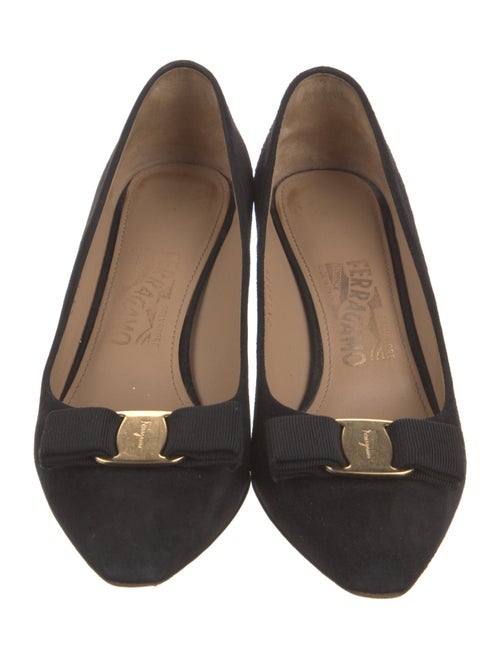 Salvatore Ferragamo Suede Bow Accents Pumps