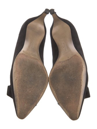 Salvatore Ferragamo Suede Bow Accents Pumps