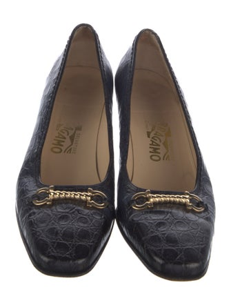 Salvatore Ferragamo Gancini Logo Crocodile Pumps