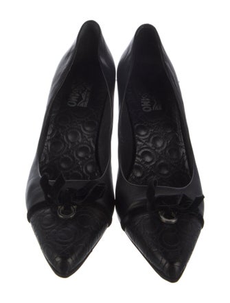 Salvatore Ferragamo Leather Bow Accents Pumps