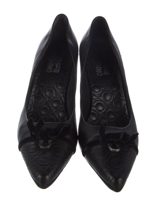 Salvatore Ferragamo Leather Bow Accents Pumps