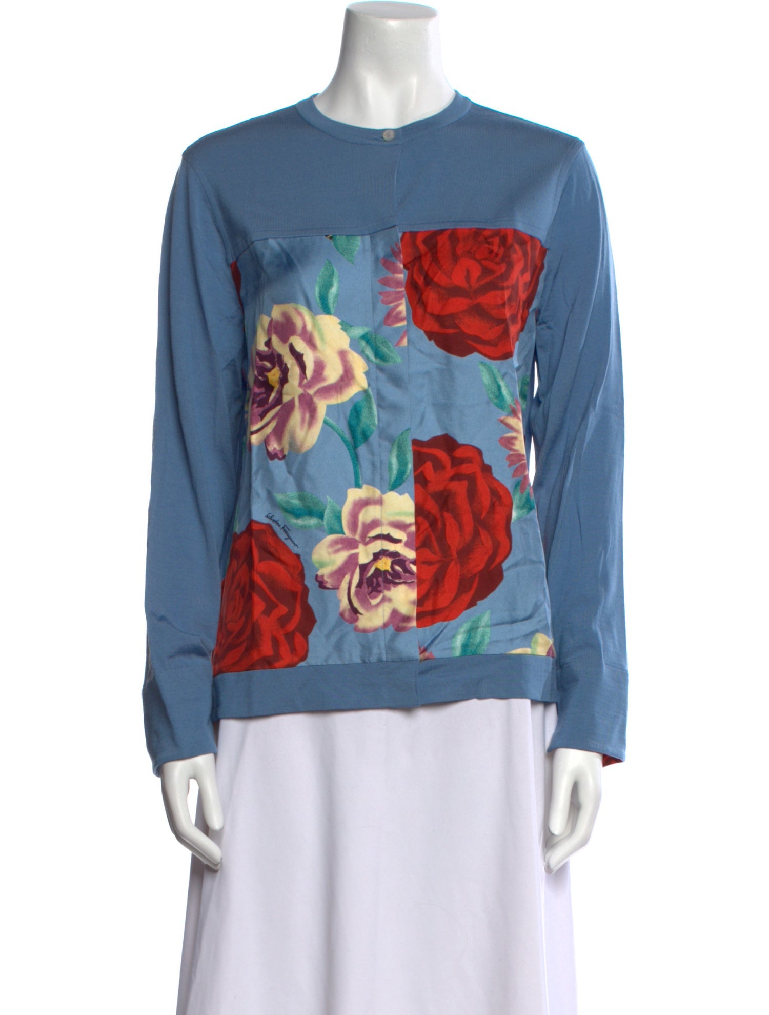 Salvatore Ferragamo Virgin Wool Floral Print Sweatshirt