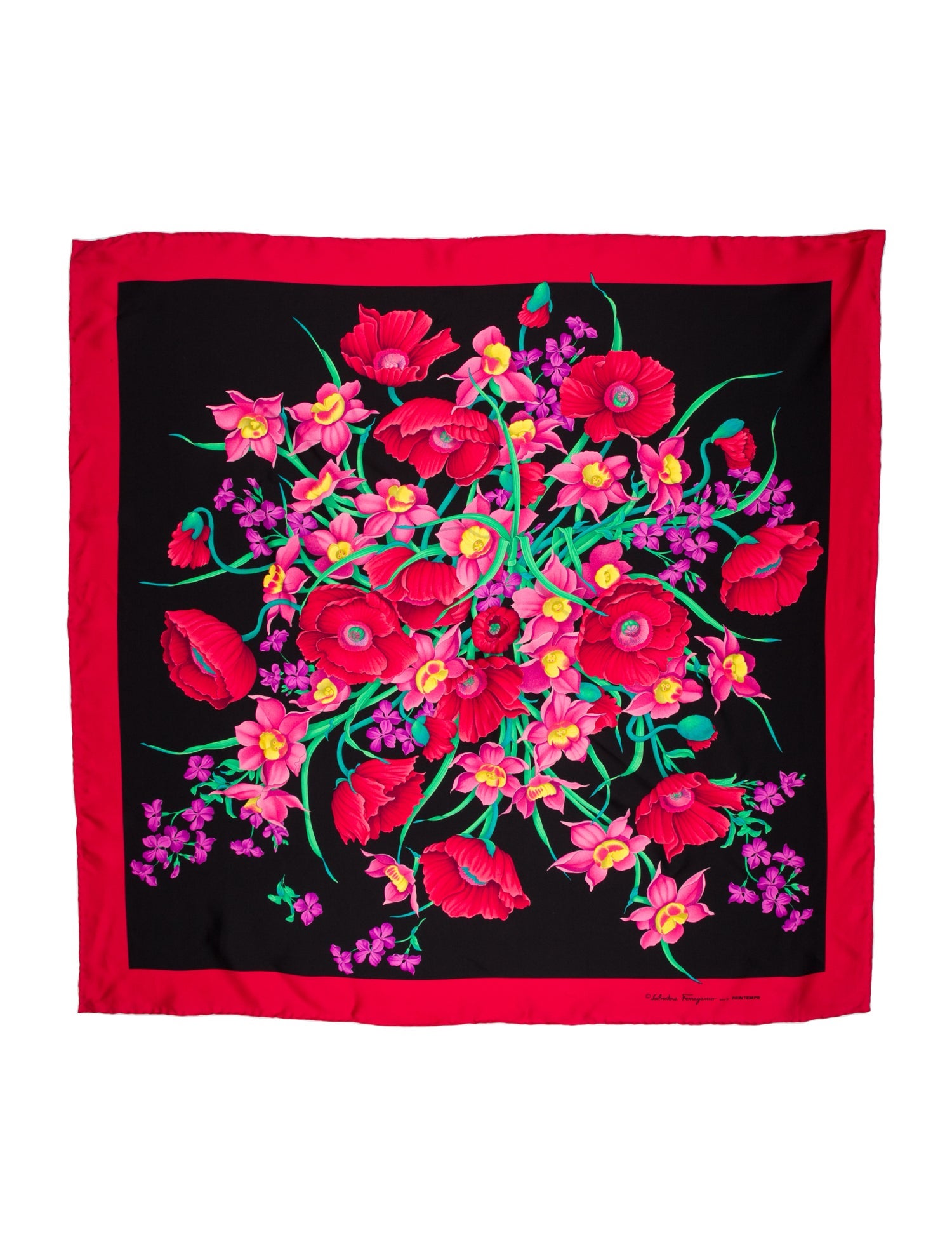 Salvatore Ferragamo Silk Floral Print Scarf