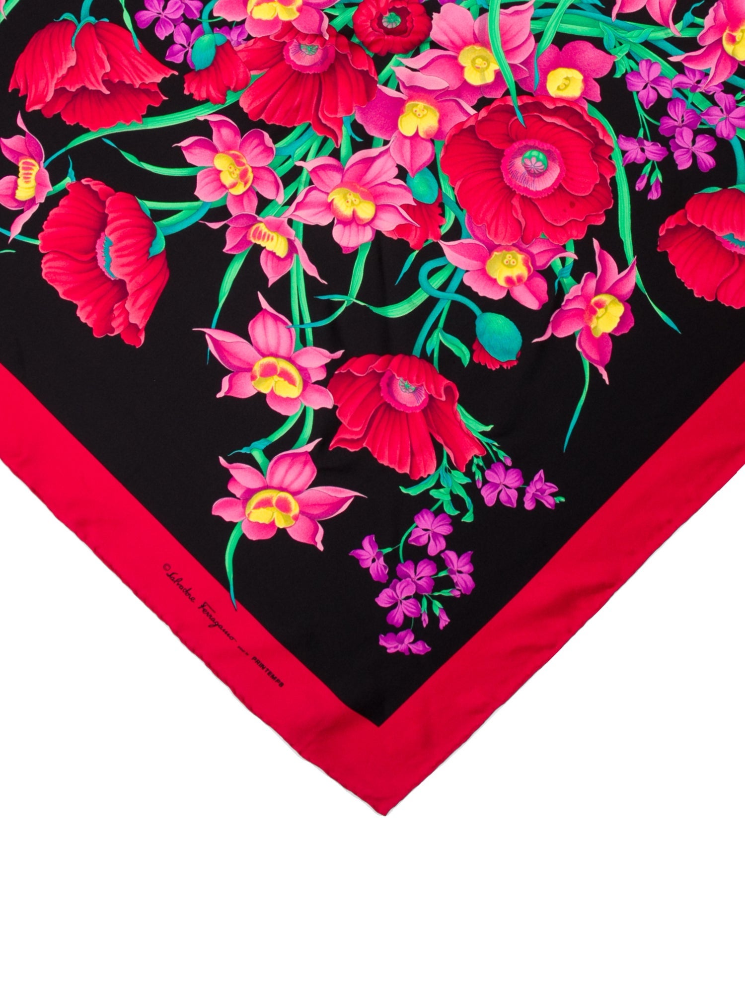 Salvatore Ferragamo Silk Floral Print Scarf
