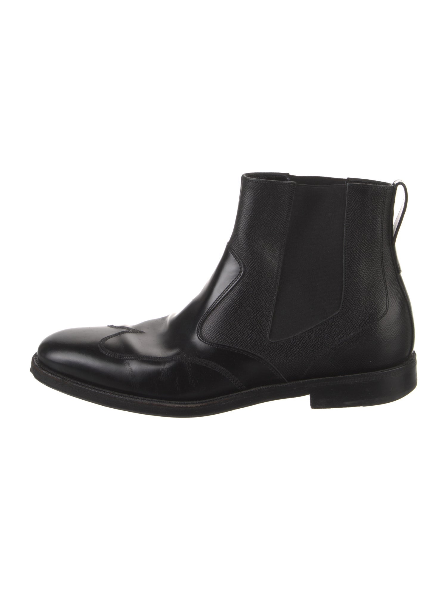 Salvatore Ferragamo Leather Mesh Accents Chelsea Boots