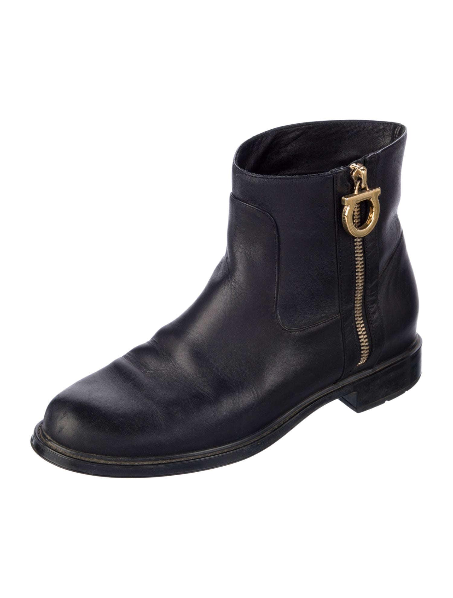 Salvatore Ferragamo Leather Moto Boots
