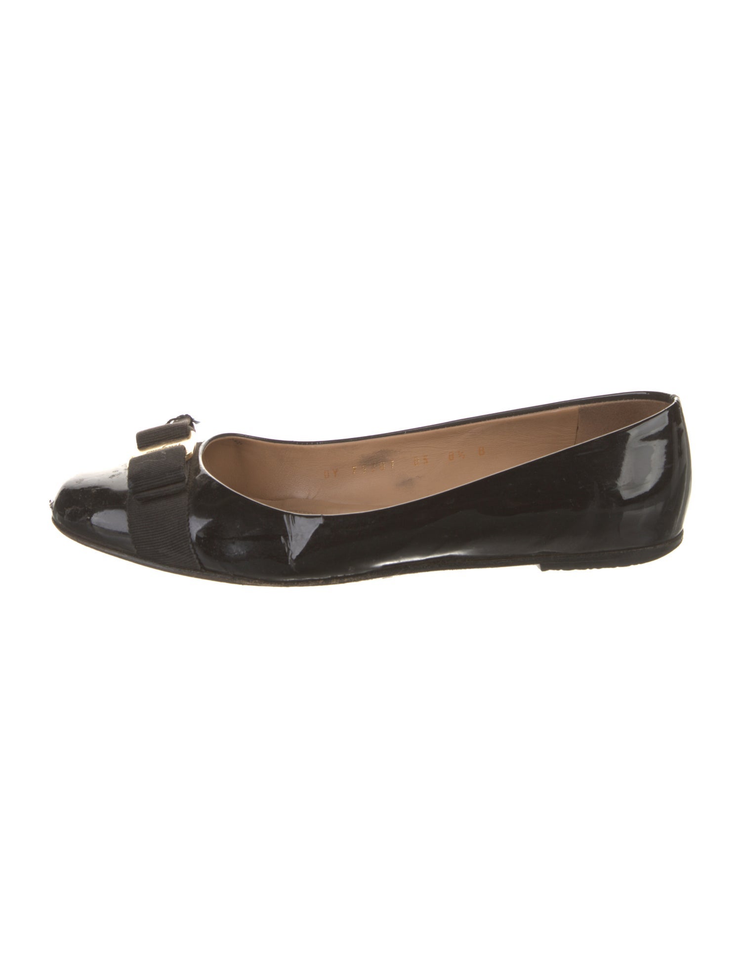 Salvatore Ferragamo Vara Bow Accent Patent Leather Ballet Flats