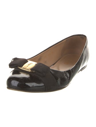 Salvatore Ferragamo Vara Bow Accent Patent Leather Ballet Flats