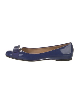 Salvatore Ferragamo Vara Bow Accent Patent Leather Ballet Flats