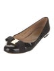 Salvatore Ferragamo Patent Leather Bow Accents Ballet Flats