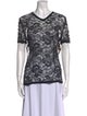 Salvatore Ferragamo Lace Pattern V-Neck T-Shirt