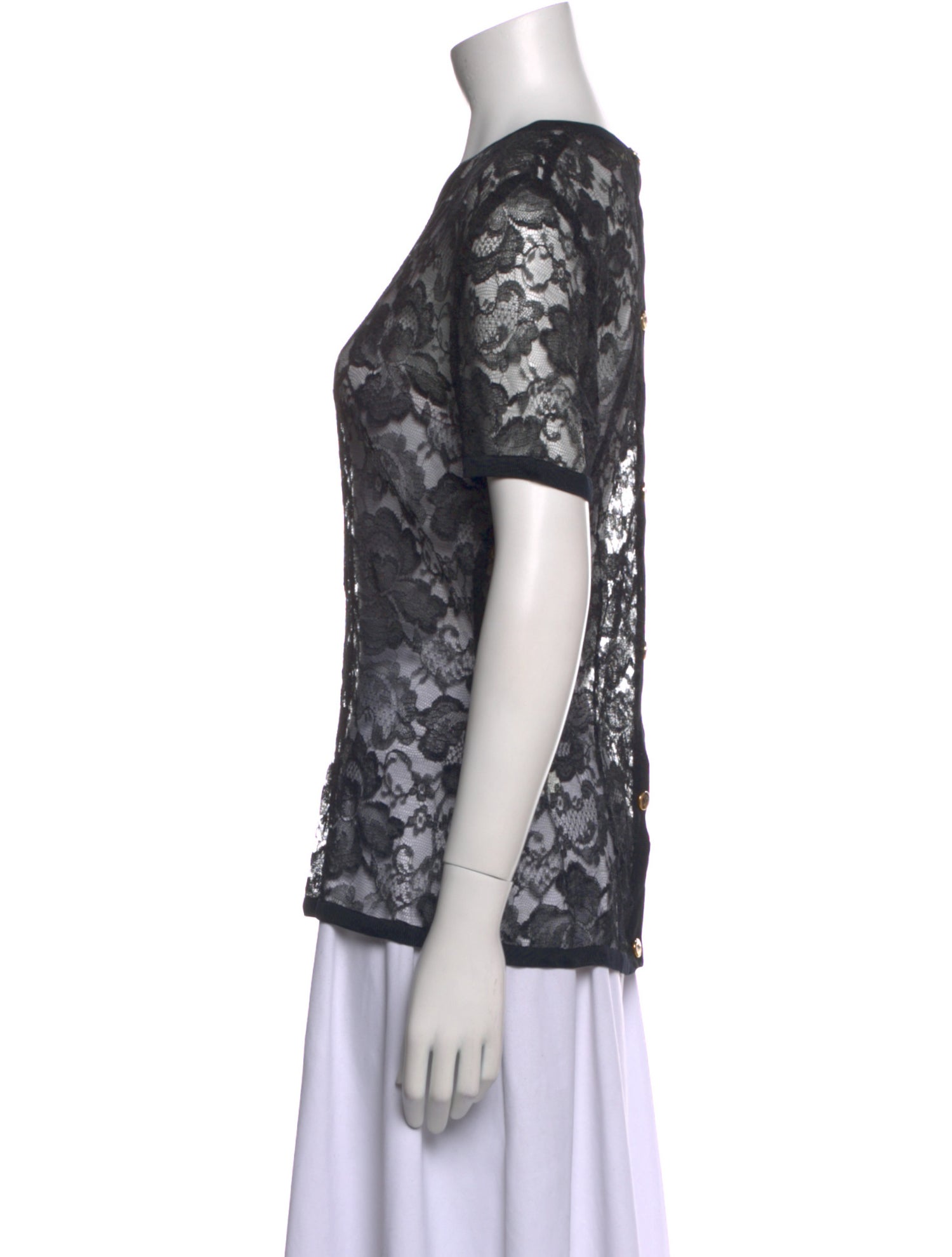 Salvatore Ferragamo Lace Pattern V-Neck T-Shirt