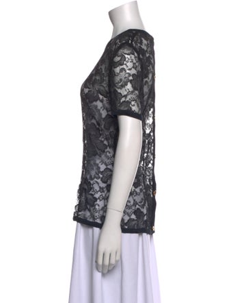 Salvatore Ferragamo Lace Pattern V-Neck T-Shirt