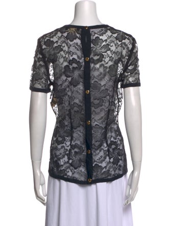 Salvatore Ferragamo Lace Pattern V-Neck T-Shirt