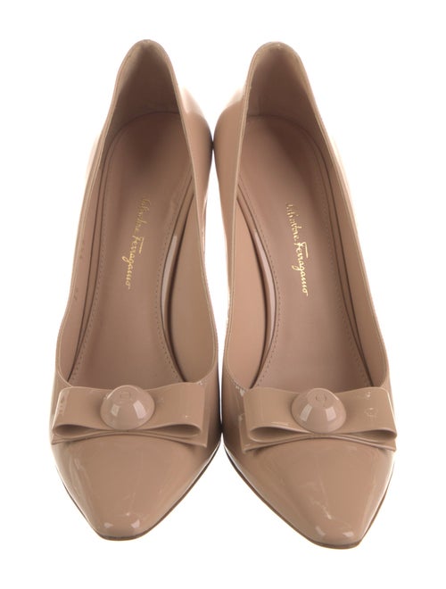 Salvatore Ferragamo Patent Leather Bow Accents Pumps