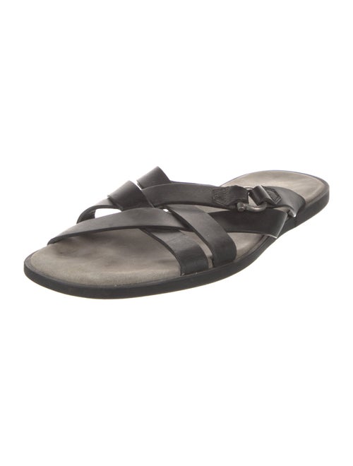 Salvatore Ferragamo Gancini Logo Leather Slides