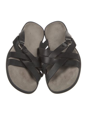 Salvatore Ferragamo Gancini Logo Leather Slides