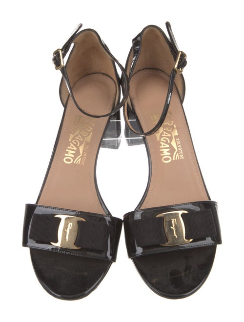 Salvatore Ferragamo Patent Leather Bow Accents Sandals