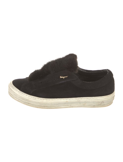 Salvatore Ferragamo Suede Fur Trim Sneakers
