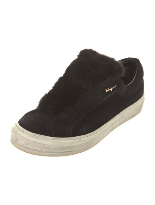 Salvatore Ferragamo Suede Fur Trim Sneakers