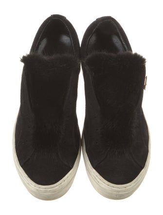 Salvatore Ferragamo Suede Fur Trim Sneakers
