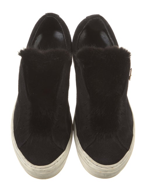 Salvatore Ferragamo Suede Fur Trim Sneakers