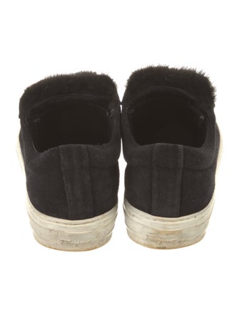 Salvatore Ferragamo Suede Fur Trim Sneakers