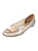 Salvatore Ferragamo Leather Ruffle Embellishment Ballet Flats