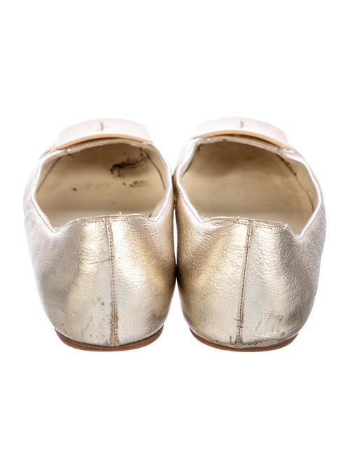 Salvatore Ferragamo Leather Ruffle Embellishment Ballet Flats