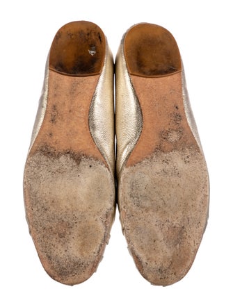 Salvatore Ferragamo Leather Ruffle Embellishment Ballet Flats