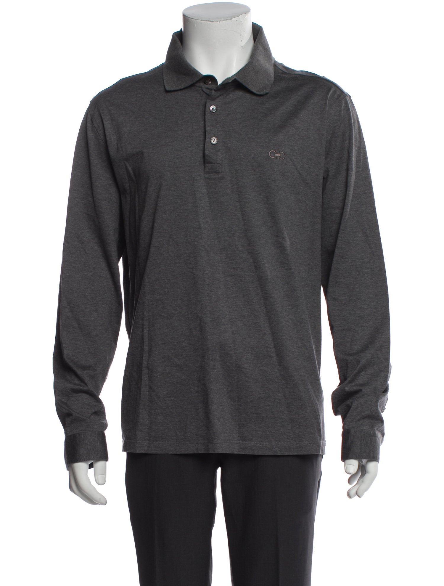 Salvatore Ferragamo Crew Neck Long Sleeve Polo Shirt