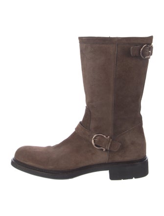 Salvatore Ferragamo Gancini Logo Suede Boots