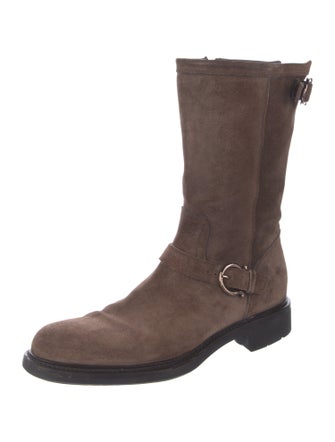 Salvatore Ferragamo Gancini Logo Suede Boots
