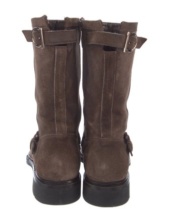 Salvatore Ferragamo Gancini Logo Suede Boots