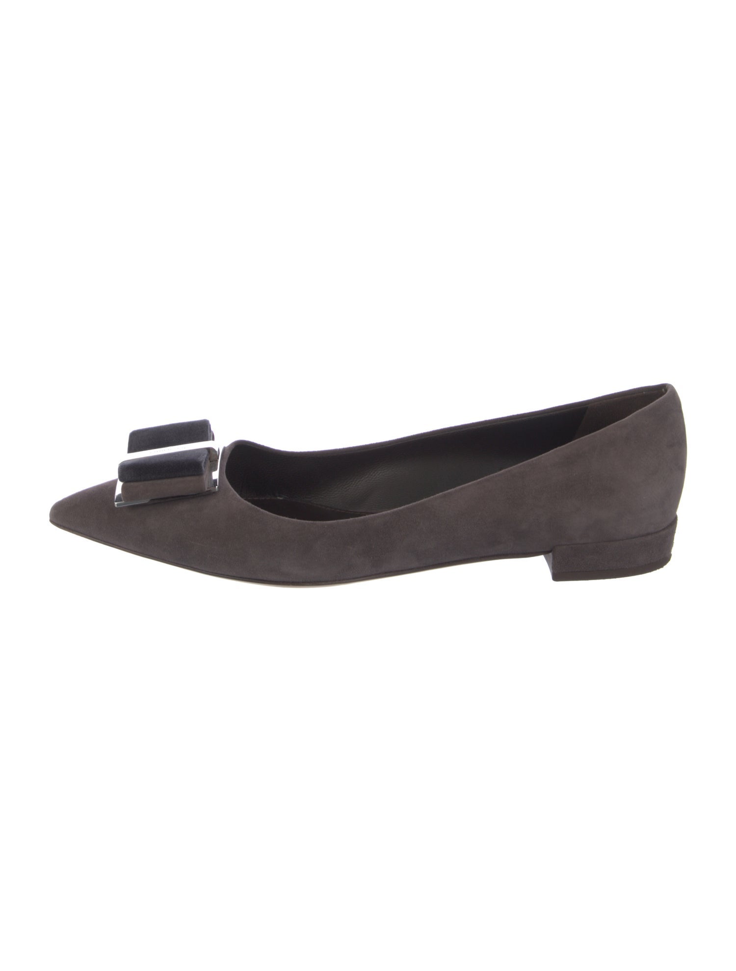 Salvatore Ferragamo Vara Bow Accent Suede Flats