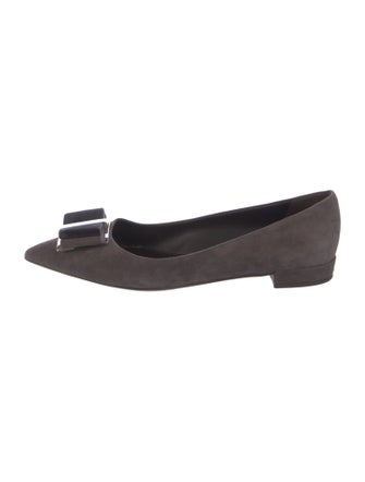 Salvatore Ferragamo Vara Bow Accent Suede Flats