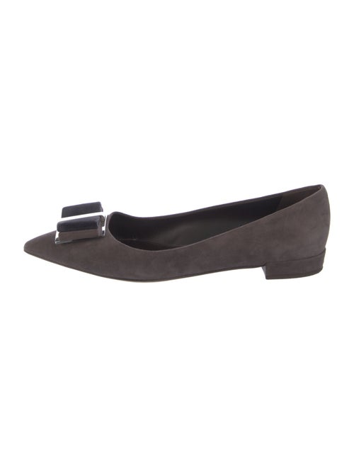 Salvatore Ferragamo Vara Bow Accent Suede Flats