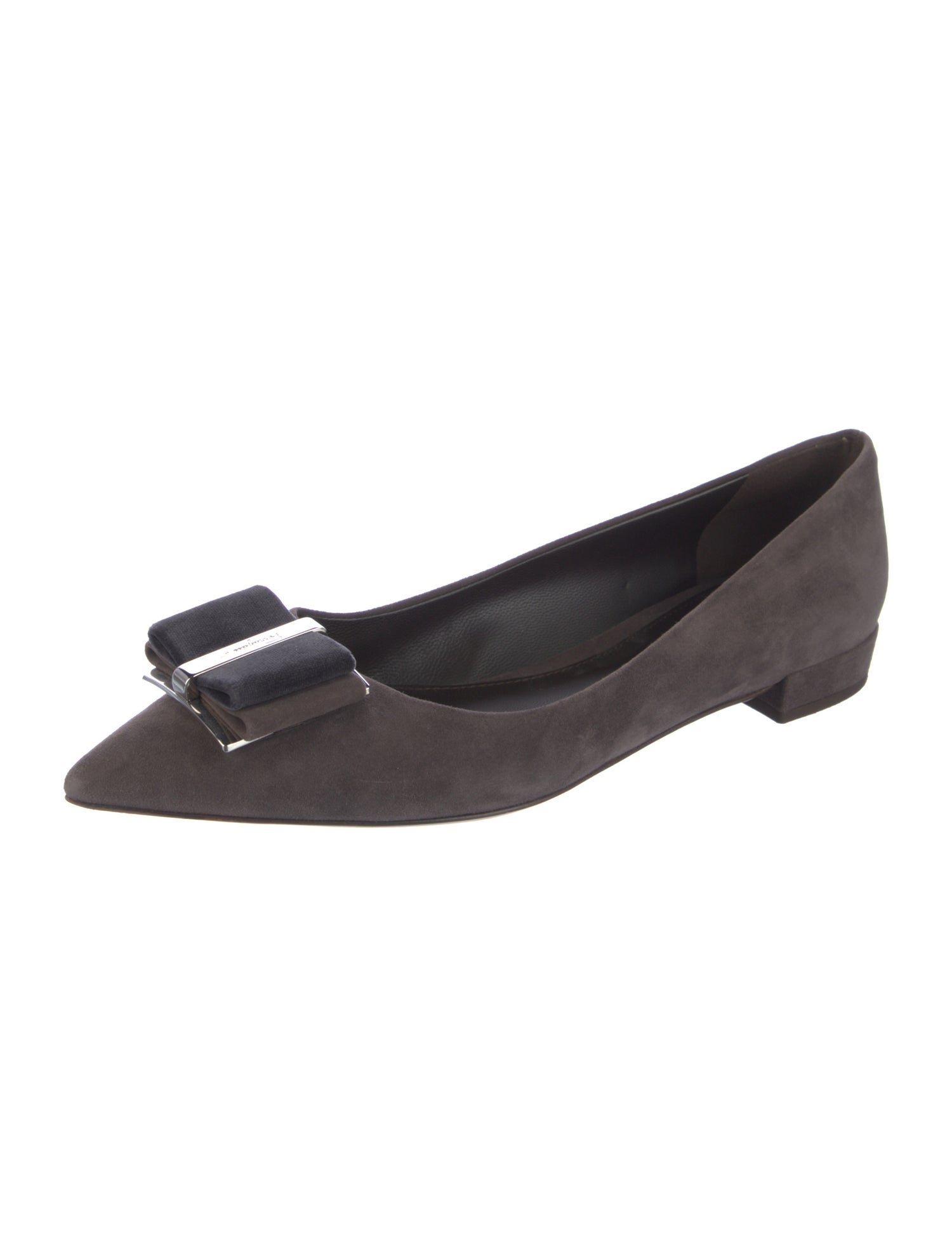 Salvatore Ferragamo Vara Bow Accent Suede Flats