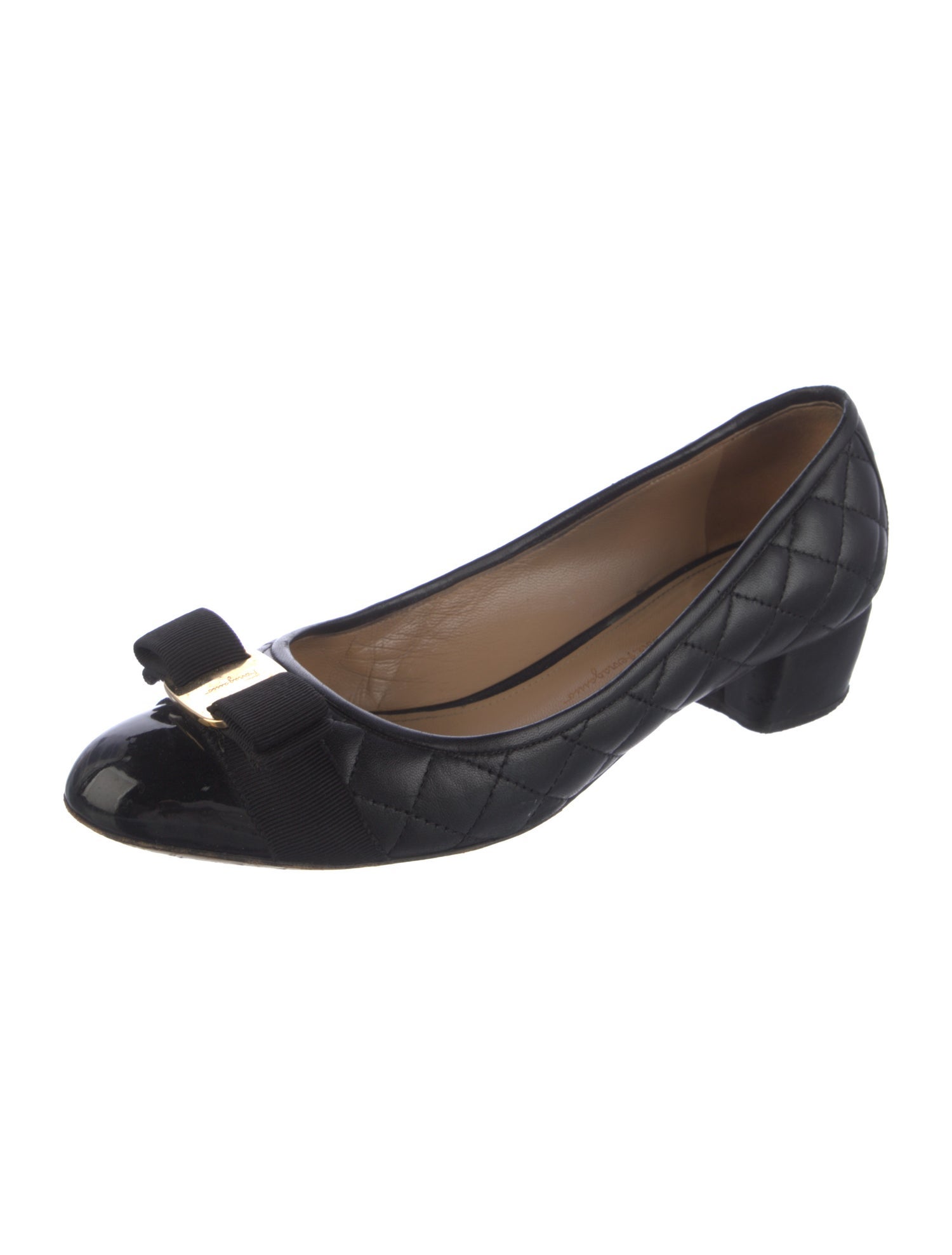 Salvatore Ferragamo Leather Bow Accents Pumps