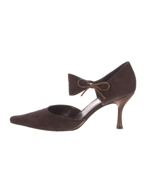 Salvatore Ferragamo Suede Bow Accents D'Orsay Pumps