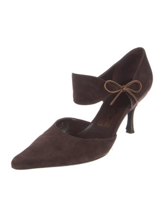 Salvatore Ferragamo Suede Bow Accents D'Orsay Pumps