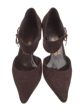 Salvatore Ferragamo Suede Bow Accents D'Orsay Pumps