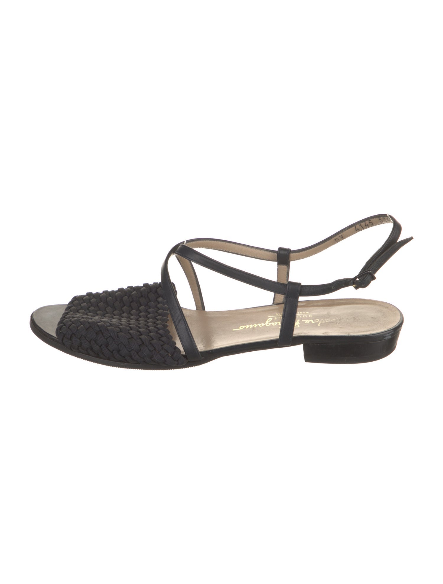 Salvatore Ferragamo Leather Whipstitch Trim Slingback Flats