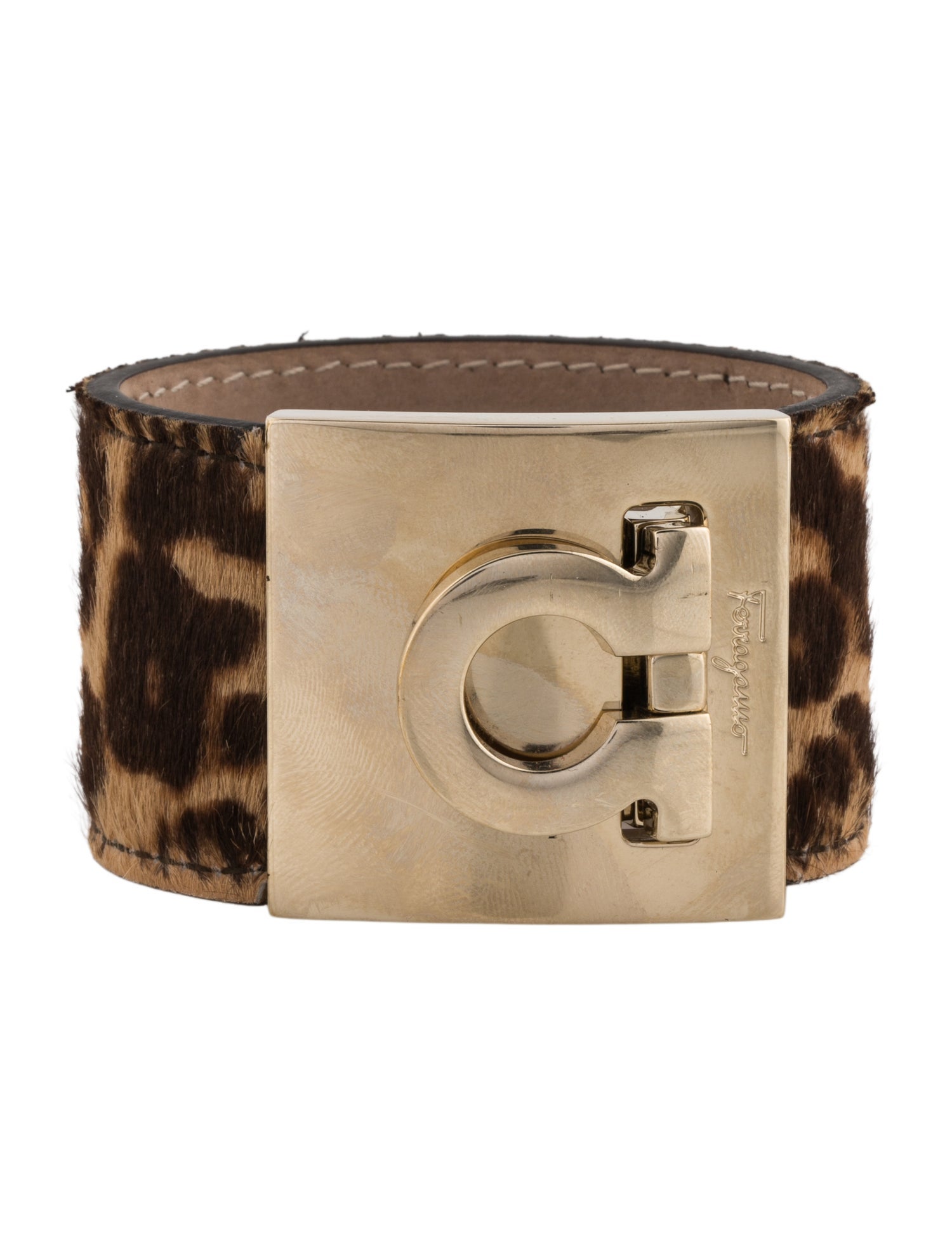 Salvatore Ferragamo Leather Wide Gancio Wrap Bracelet