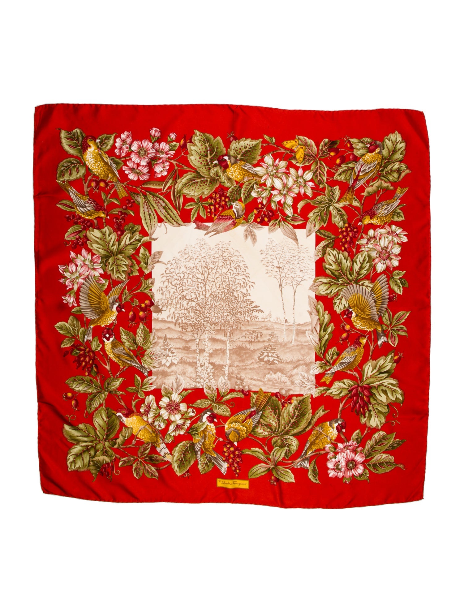 Salvatore Ferragamo Silk Floral Print Scarf