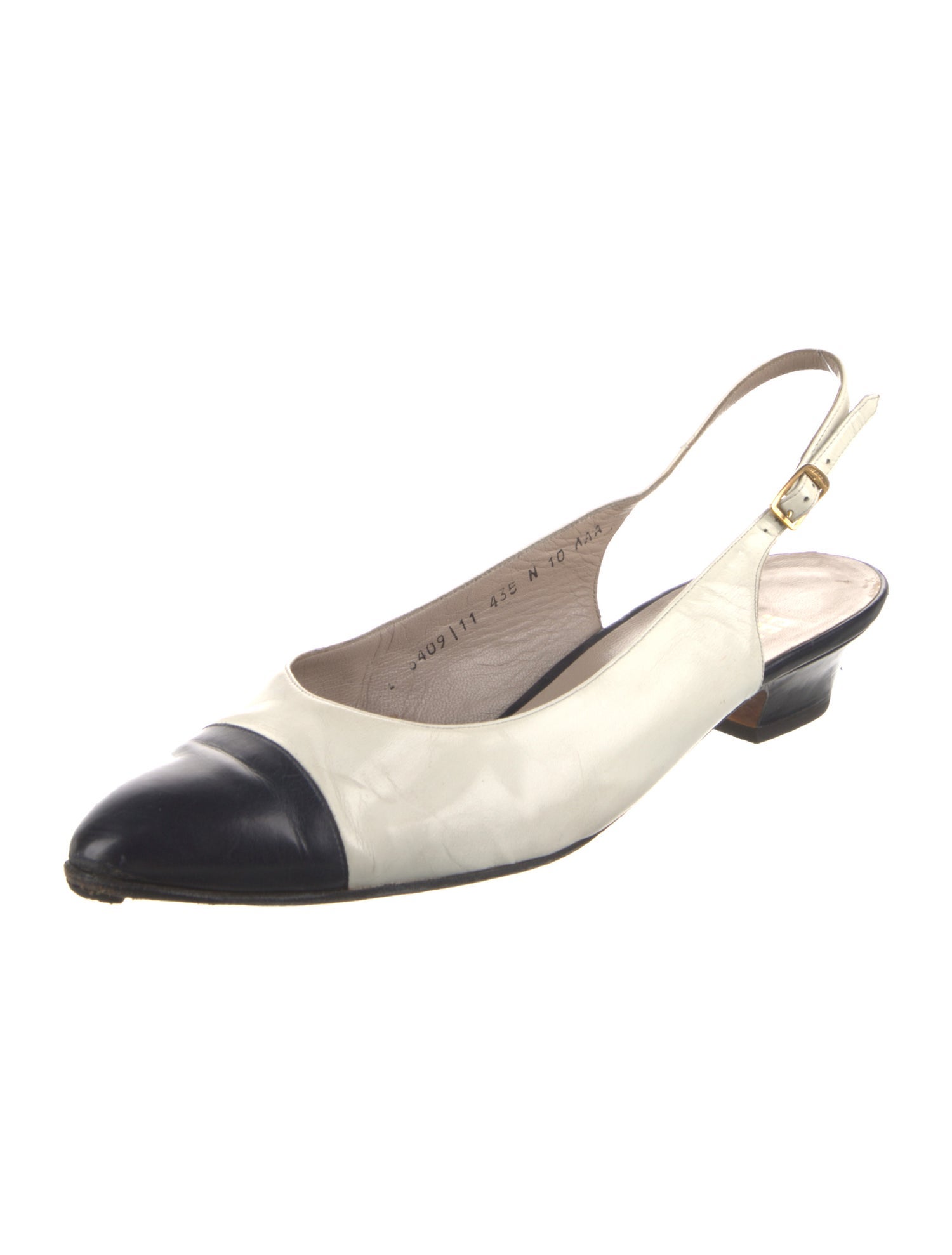 Salvatore Ferragamo Leather Colorblock Pattern Slingback Pumps